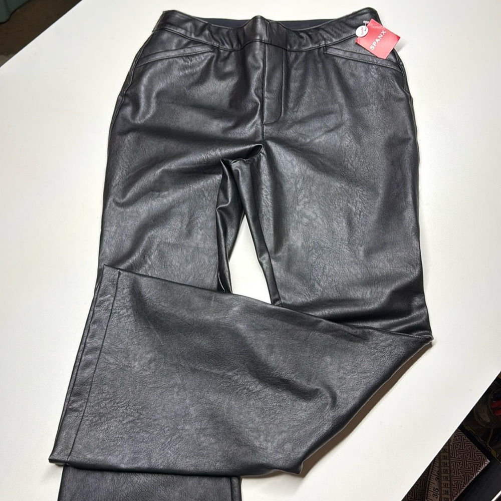 Spanx pleather flair bottom pants, new with tags, measurements in pix